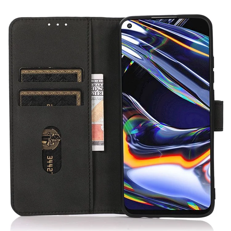 KHAZNEH For Xiaomi Redmi Note 11E 5G / Redmi 10 5G / 10 Prime+ 5G SlimAdjustable Stand Textured PU Leather Wallet Cover Anti-shock Flip Cell Phone Case - Black