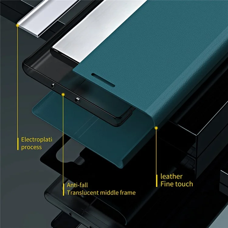 Para Xiaomi Poco M4 Pro 4G Eletroplatação PU Caelo de Capelo Com Stand Dolhada - Verde