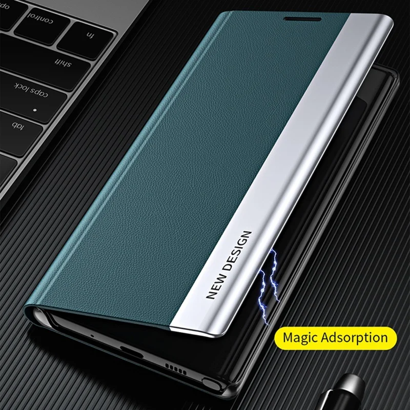 Para Xiaomi Poco M4 Pro 4G Electroplating PU Leather Phone Case com Suporte Dobrável - Preto