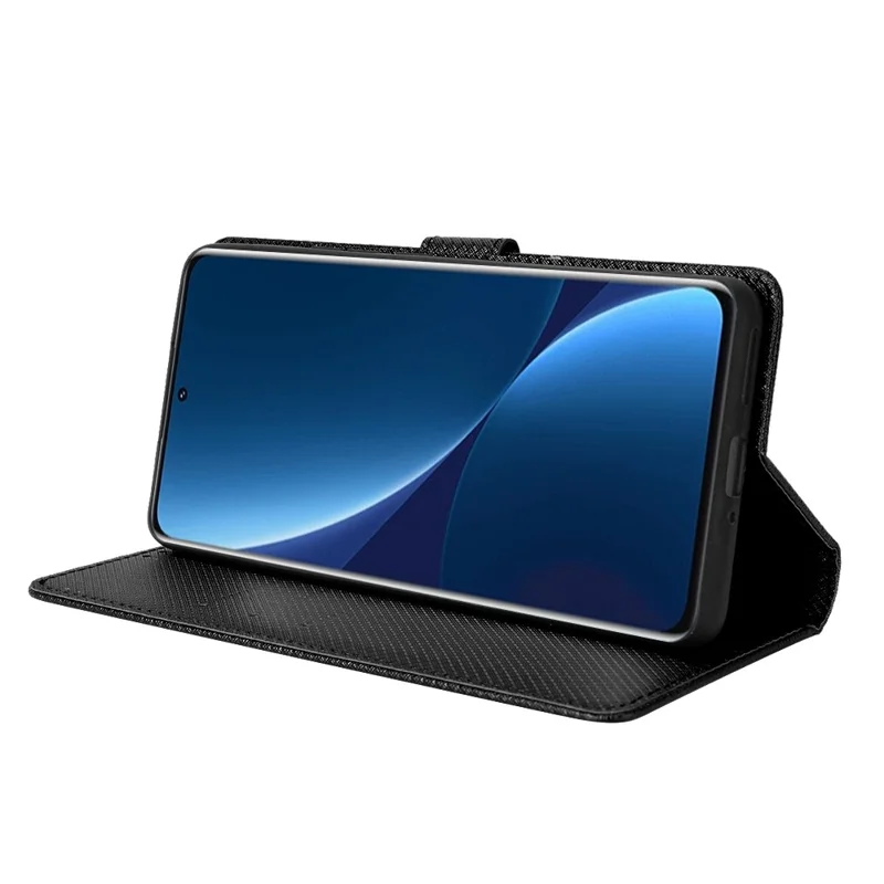 Pour Xiaomi 12 Pro 5G / 12s Pro 5G / 12 Pro (dimensité) 5G Diamond Texture Portefeuille Couvert - le Noir