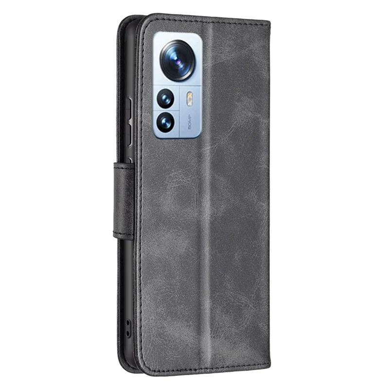 BF Leather Series-4 para Xiaomi 12 Pro 5G/12S Pro 5G/12 Pro (Dimensity) 5G Capa de Carteira à Prova de Quedas Telefone PU Leather + TPU Stand Protective Cover - Preto