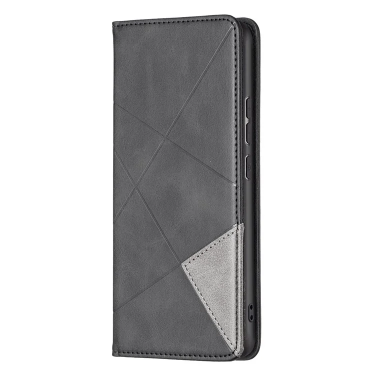 BF Imprinting Pattern Serie-1 Per Xiaomi 12 Pro 5G/12S Pro 5G/12 Pro (dimensità) Supporto di Assorbimento Magnetico 5G Cover Folio Copertina di Rombo in Pelle Impronta PU TPU TPU Case - Nero