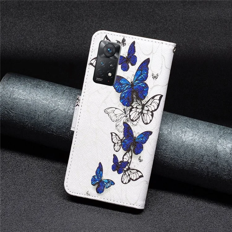BF Pattern Impriticing Leath Series 2 Pour Xiaomi Redmi Note 11 Pro 5G (qualcomm) / Note 11 Pro 4G (MediaTek) Portefeuille du Support de Téléphone Patché - Papillons