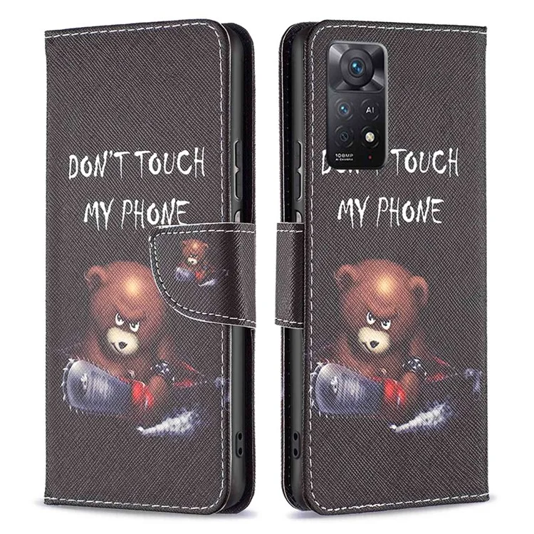 Für Xiaomi Redmi HINWEIS 11 PRO 5G (Qualcomm) / Note 11 PRO 4G (Mediatek) BF Musterdruck Leder Serie-1 Brieftasche Ständer PU-Leder Folio Flip Phone Case - Bär