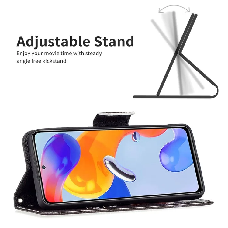 Für Xiaomi Redmi HINWEIS 11 PRO 5G (Qualcomm) / Note 11 PRO 4G (Mediatek) BF Musterdruck Leder Serie-1 Brieftasche Ständer PU-Leder Folio Flip Phone Case - Bär
