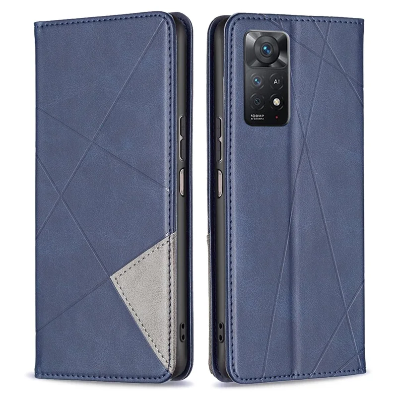 BF Imprinting Pattern Series-1 per Xiaomi Redmi Note 12 Pro 4G / 11 Pro 4G (MediaTek) / Note 11 Pro 5G (Qualcomm) Imprinted Pattern PU Leather Card Holder Stand Case - Blu