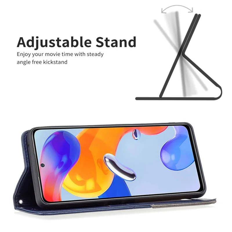 BF Imprinting Pattern Series-1 per Xiaomi Redmi Note 12 Pro 4G / 11 Pro 4G (MediaTek) / Note 11 Pro 5G (Qualcomm) Imprinted Pattern PU Leather Card Holder Stand Case - Blu