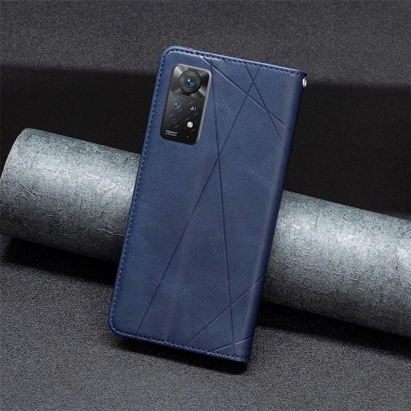 BF Imprinting Pattern Series-1 per Xiaomi Redmi Note 12 Pro 4G / 11 Pro 4G (MediaTek) / Note 11 Pro 5G (Qualcomm) Imprinted Pattern PU Leather Card Holder Stand Case - Blu