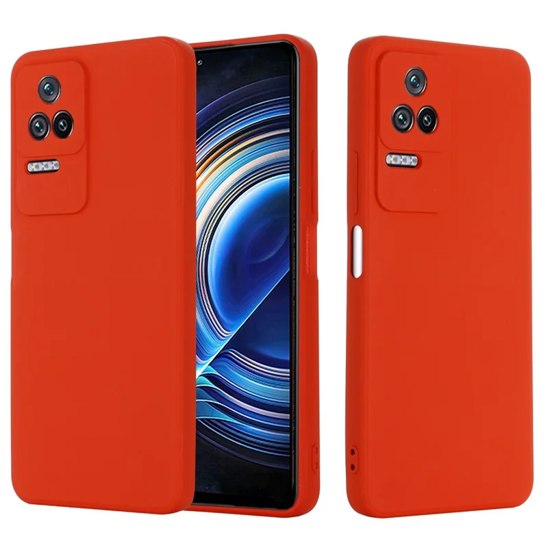 For Xiaomi Redmi K50/Redmi K50 Pro Light Thin Precise Cutout Liquid Silicone Phone Case Silky-Soft Shell with Strap - Red