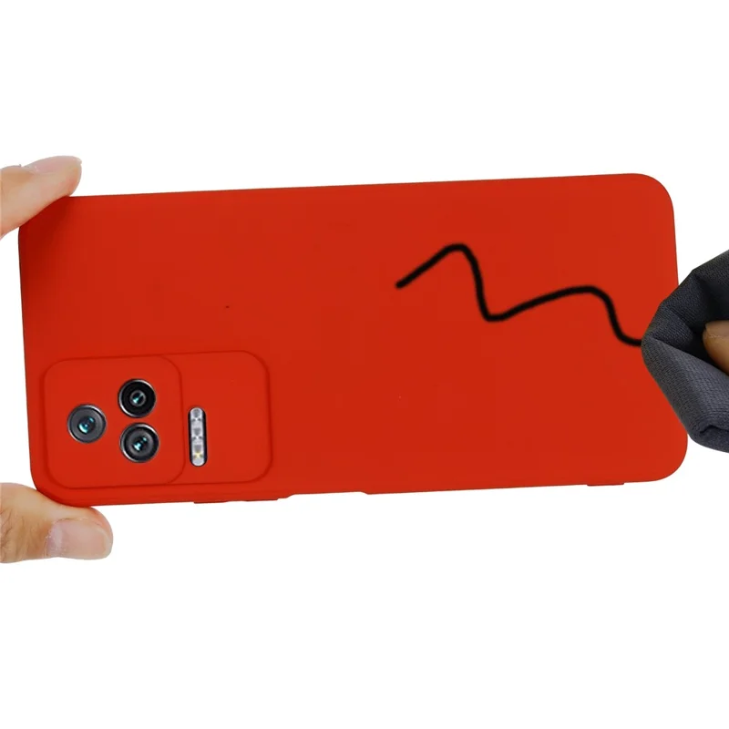 For Xiaomi Redmi K50/Redmi K50 Pro Light Thin Precise Cutout Liquid Silicone Phone Case Silky-Soft Shell with Strap - Red