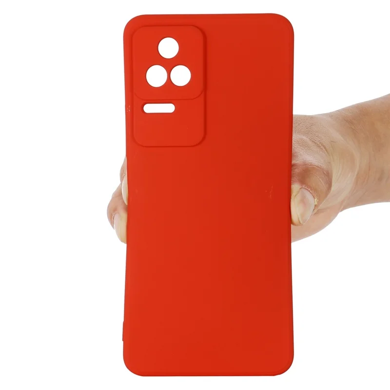 For Xiaomi Redmi K50/Redmi K50 Pro Light Thin Precise Cutout Liquid Silicone Phone Case Silky-Soft Shell with Strap - Red
