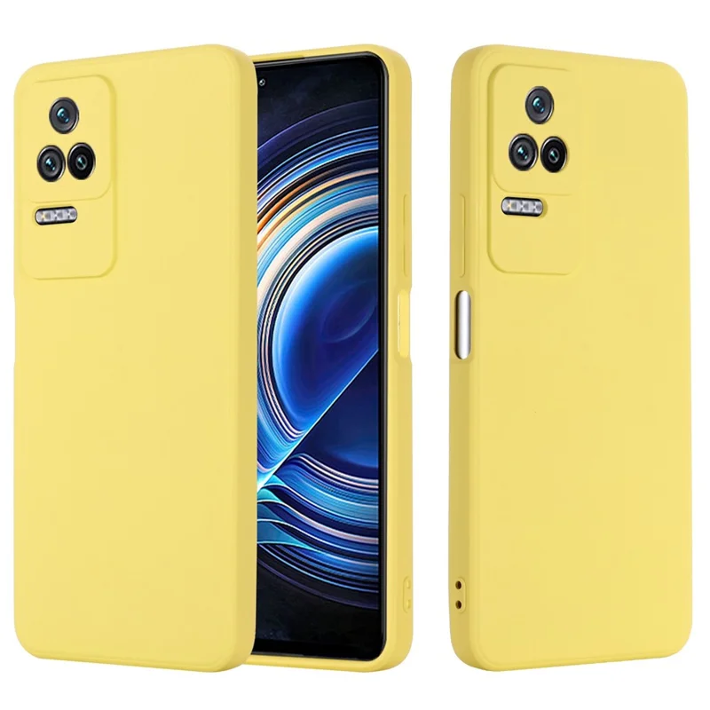 For Xiaomi Redmi K50/Redmi K50 Pro Light Thin Precise Cutout Liquid Silicone Phone Case Silky-Soft Shell with Strap - Yellow