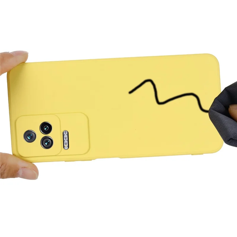 For Xiaomi Redmi K50/Redmi K50 Pro Light Thin Precise Cutout Liquid Silicone Phone Case Silky-Soft Shell with Strap - Yellow