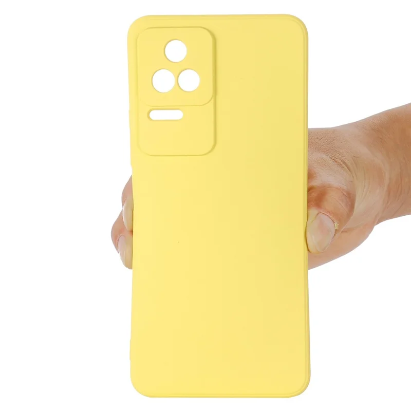 For Xiaomi Redmi K50/Redmi K50 Pro Light Thin Precise Cutout Liquid Silicone Phone Case Silky-Soft Shell with Strap - Yellow