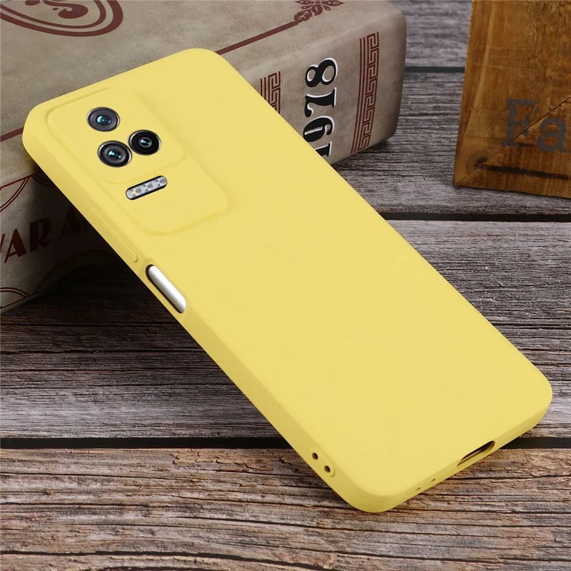 For Xiaomi Redmi K50/Redmi K50 Pro Light Thin Precise Cutout Liquid Silicone Phone Case Silky-Soft Shell with Strap - Yellow