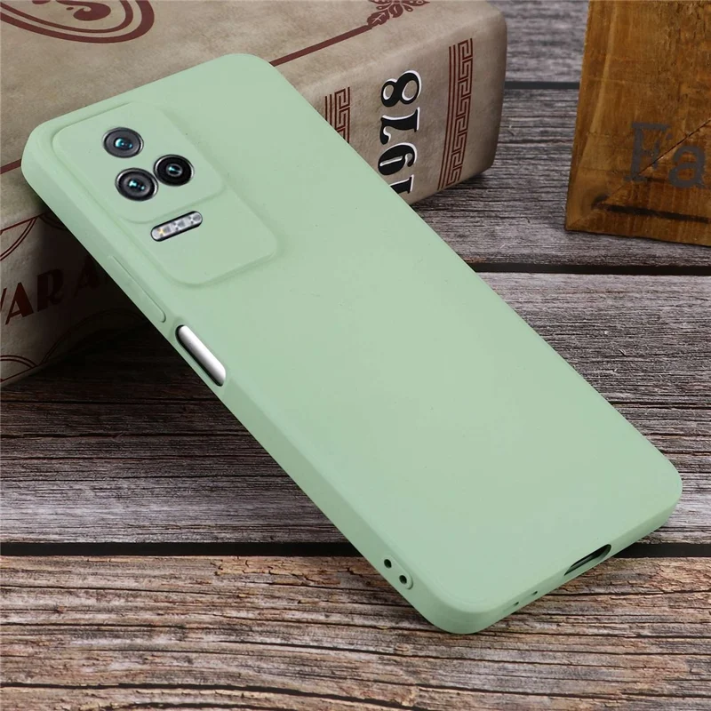 For Xiaomi Redmi K50/Redmi K50 Pro Light Thin Precise Cutout Liquid Silicone Phone Case Silky-Soft Shell with Strap - Green