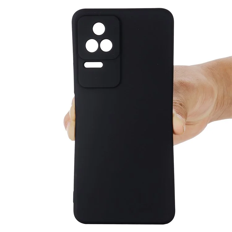 Per Xiaomi Poco F4 5G / Redmi K40S 5G Custodia in silicone liquido morbida al tatto e resistente ai graffi con cinturino - Nero