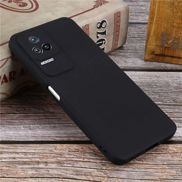 Per Xiaomi Poco F4 5G / Redmi K40S 5G Custodia in silicone liquido morbida al tatto e resistente ai graffi con cinturino - Nero