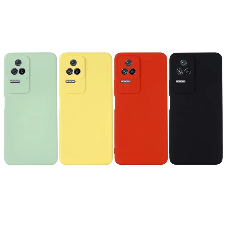 Per Xiaomi Poco F4 5G / Redmi K40S 5G Custodia in silicone liquido morbida al tatto e resistente ai graffi con cinturino - Nero