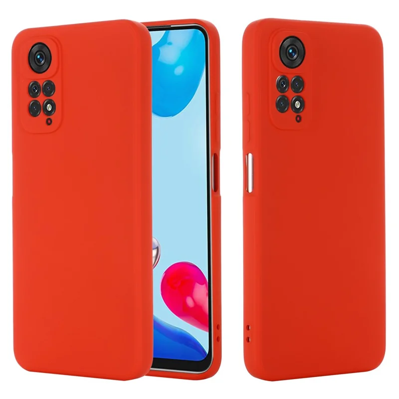 For Xiaomi Redmi Note 12 Pro 4G / 11 Pro 4G (MediaTek) / Note 11 Pro 5G (Qualcomm) Shockproof Liquid Silicone Phone Case Silky-Soft Shell with Strap - Red