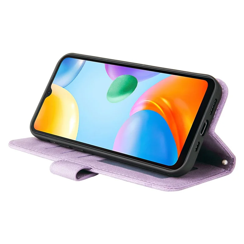 For Xiaomi Redmi 10C 4G / Redmi 10 (India) Leather Wallet Cases Skin Touch Phone Cover Stand with Strap - Purple