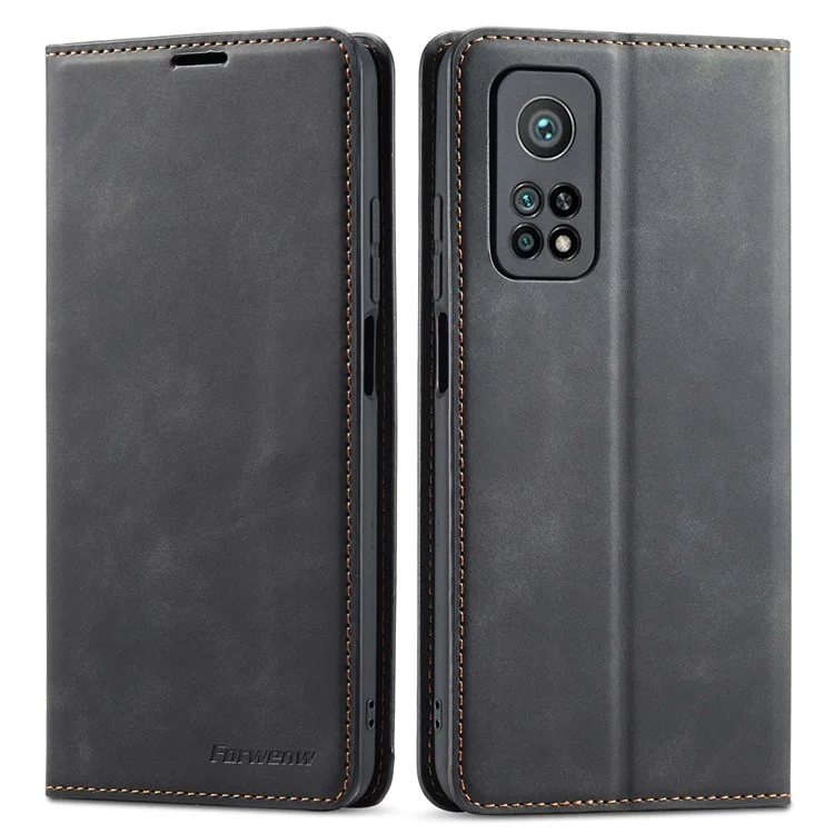 FORWENW for Xiaomi Redmi Note 11 4G (Qualcomm Fantasy Series Skin-touch PU Leather Well-protected Cover Anti-drop Cell Phone Stand Wallet Case - Black