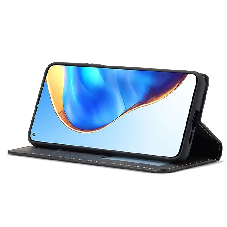FORWENW for Xiaomi Redmi Note 11 4G (Qualcomm Fantasy Series Skin-touch PU Leather Well-protected Cover Anti-drop Cell Phone Stand Wallet Case - Black