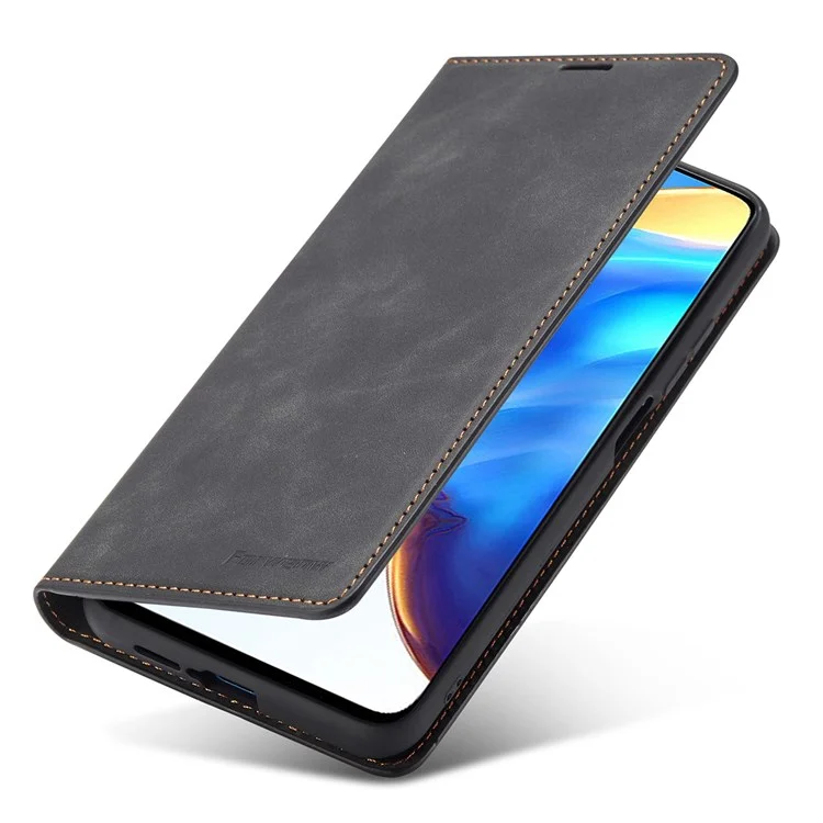 FORWENW for Xiaomi Redmi Note 11 4G (Qualcomm Fantasy Series Skin-touch PU Leather Well-protected Cover Anti-drop Cell Phone Stand Wallet Case - Black