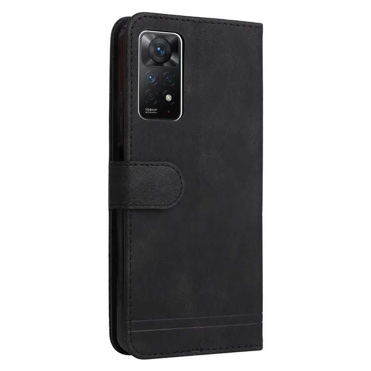 For Xiaomi Redmi Note 12 Pro 4G / 11 Pro 4G (Mediatek) / Note 11 Pro 5G (Qualcomm) / Note 11E Pro Leather Cases Phone Cover Stand with Strap - Black