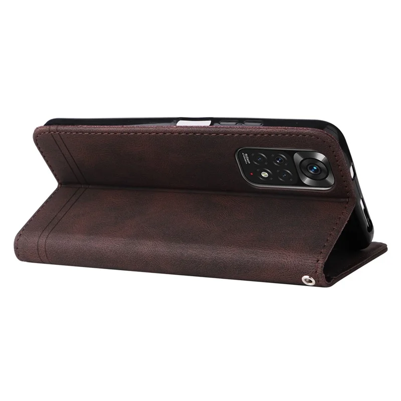 For Xiaomi Redmi Note 11 4G (Qualcomm) / Note 11S 4G Leather Wallet Cases Skin Touch Phone Cover Stand with Strap - Brown