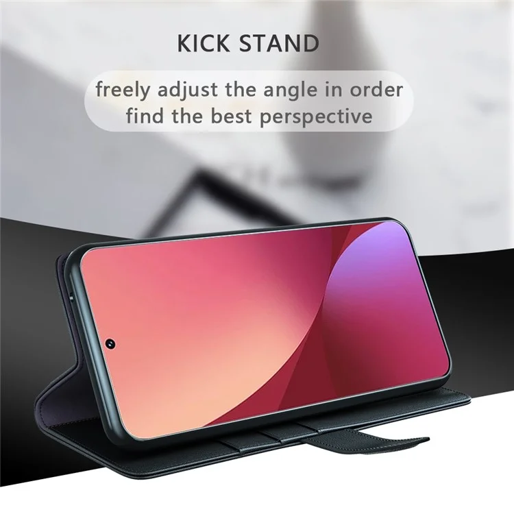 Для Xiaomi 12 Pro 5G/12S Pro 5G/12 Pro (Dimensity) 5G Откидной Бумажник Чехол Раскол Натуральной Кожи Магнитный Замок Стенд Folio Защитный Чехол - Черный