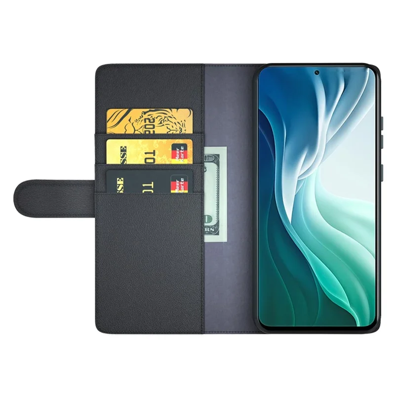 Voor Xiaomi Mi 11i/Poco F3/Redmi K40/Redmi K40 Pro/Redmi K40 Pro+ Gespleten Echt Leren Boek Portemonnee Fliphoes Volledige Bescherming Folio Stand Zichtdekking Beschermer - Bruin
