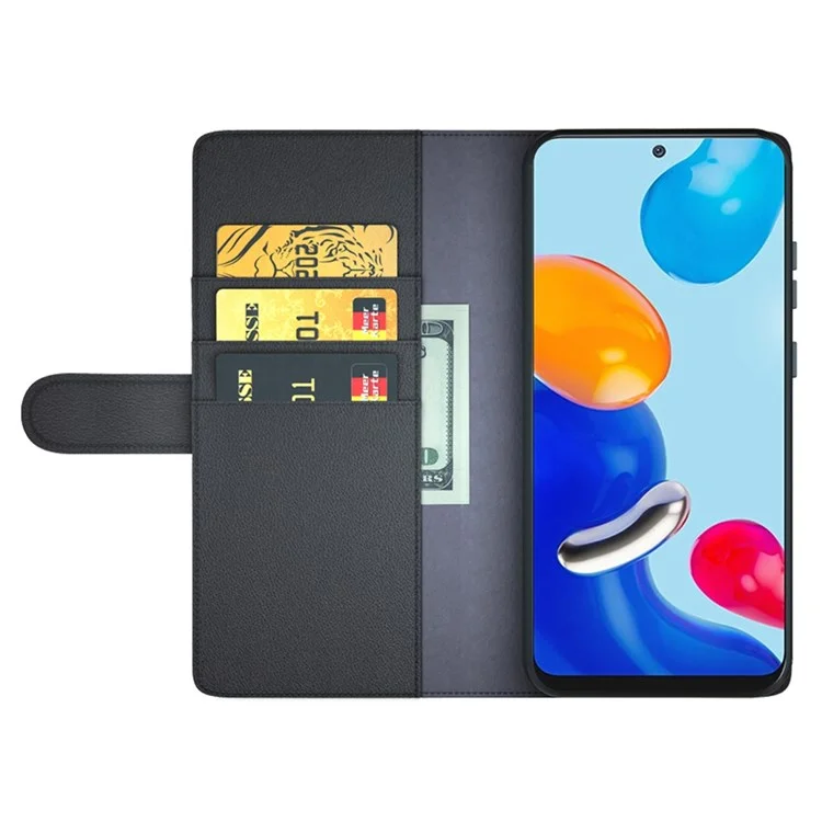 Per Xiaomi Redmi Note 11 Pro 5G (Qualcomm)/Note 11 Pro 4G (MediaTek) Split Genuine Leather Flip Wallet Case Shockproof TPU Stand View Book Cover - Nero