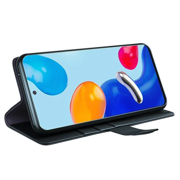 Per Xiaomi Redmi Note 11 Pro 5G (Qualcomm)/Note 11 Pro 4G (MediaTek) Split Genuine Leather Flip Wallet Case Shockproof TPU Stand View Book Cover - Nero