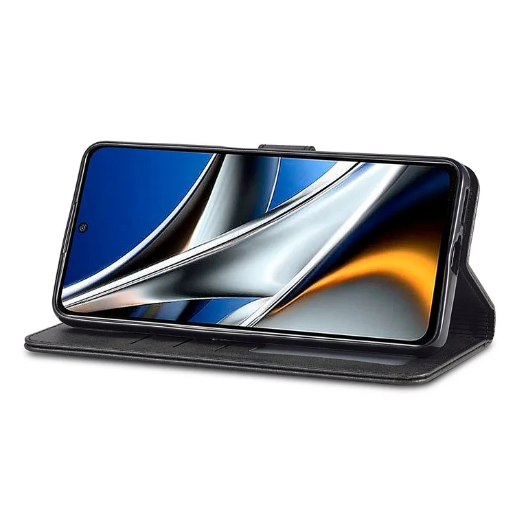 LC.IMEEKE per Xiaomi Poco M4 Pro 4G, custodia in pelle PU protettiva e texture, custodia a portafoglio con supporto, custodia per telefono - Nero