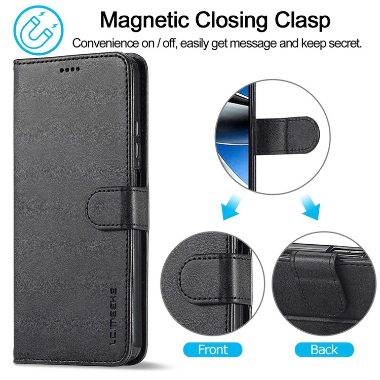 LC.IMEEKE per Xiaomi Poco M4 Pro 4G, custodia in pelle PU protettiva e texture, custodia a portafoglio con supporto, custodia per telefono - Nero