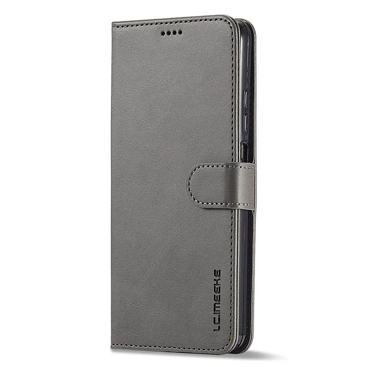 LC.IMEEKE para Xiaomi Poco M4 Pro 4G Capa de couro PU texturizada e bem protegida, tipo carteira com suporte - Cinza