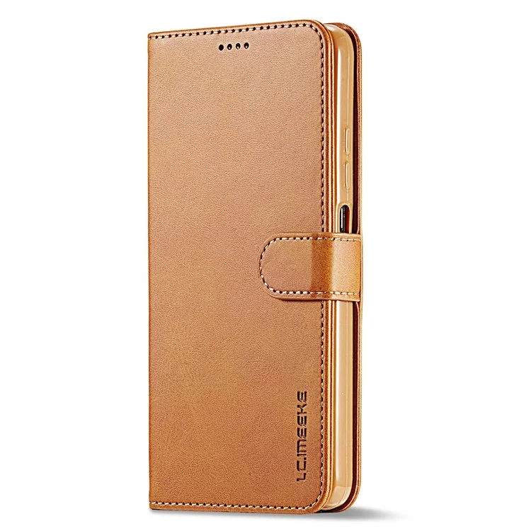 Lc. Imeeke Per Xiaomi Poco M4 Pro 4G Ben Protetta Testurizzata in Pelle Flip Flip Follio Wallet Case Cover Del Telefono - Marrone Chiaro