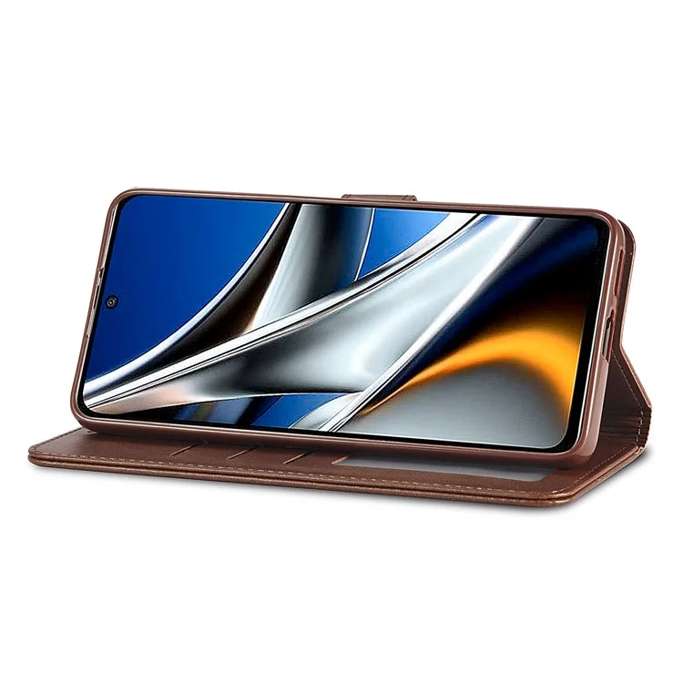 Lc. Imeeke Pour Xiaomi Poco M4 Pro 4G Texturé Texturé PU Cuir Flip Flio Stand Wallet Case Téléphone Couverture - Brun