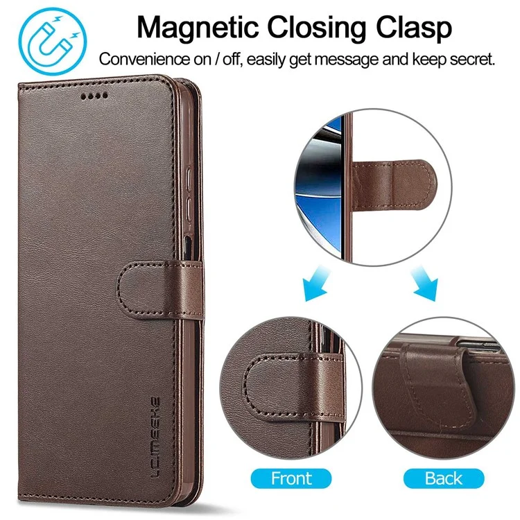 Lc. Imeeke Pour Xiaomi Poco M4 Pro 4G Texturé Texturé PU Cuir Flip Flio Stand Wallet Case Téléphone Couverture - Brun