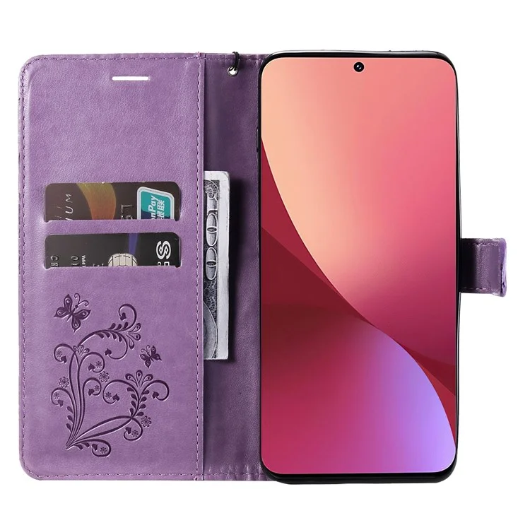 KT Implinting Flower Series-2 Для Xiaomi 12/12x/12s 5G Cale Case Case Patterfly Patter - Пурпурный