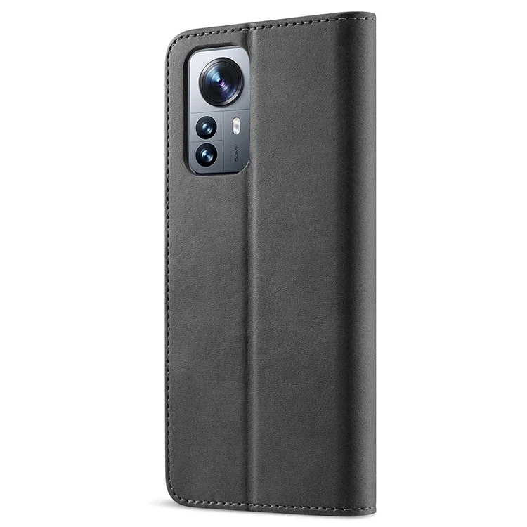 LC.IMEEKE for Xiaomi 12/12X/12S 5G Textured Wallet PU Leather Flip Folio Stand Case Mobile Phone Case Cover - Black