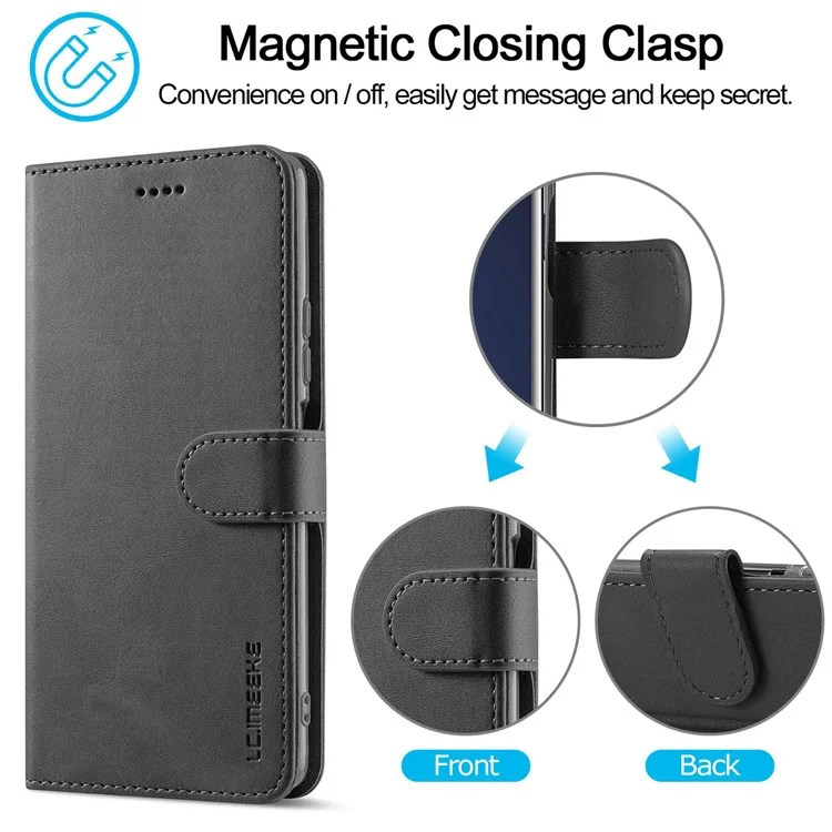 LC.IMEEKE for Xiaomi 12/12X/12S 5G Textured Wallet PU Leather Flip Folio Stand Case Mobile Phone Case Cover - Black