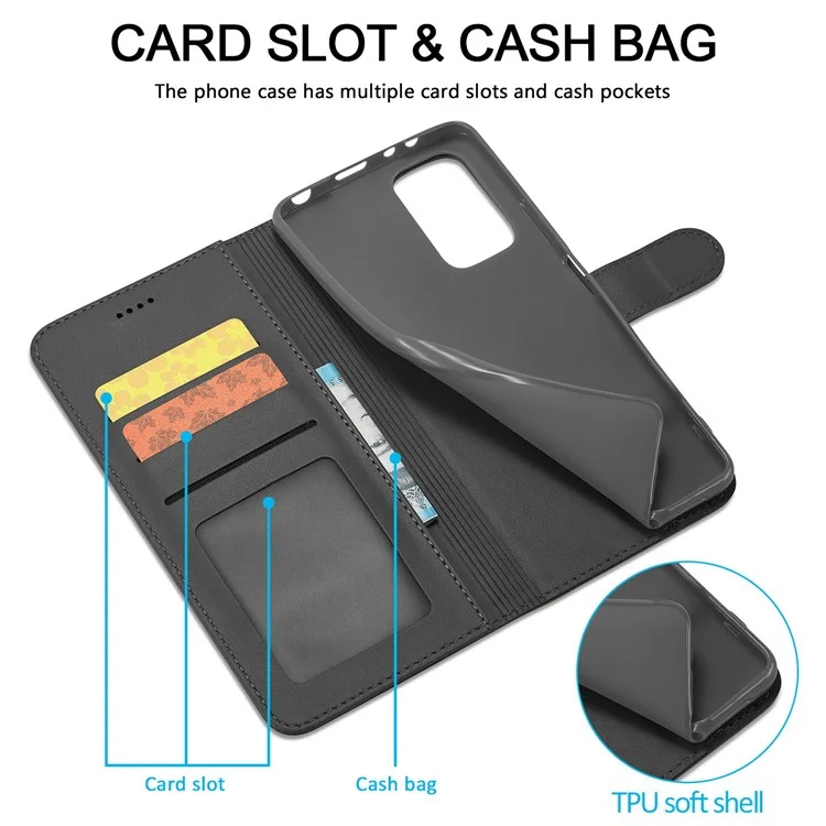 Lc. Imaeke Für Xiaomi 12 Pro 5g/12s Pro 5G/12 Pro (abmessung) 5G Bump Proof Strukturierte PU Leder Flip Folio Stand Wallet Case Mobile Hülle Hülle Cover - Schwarz