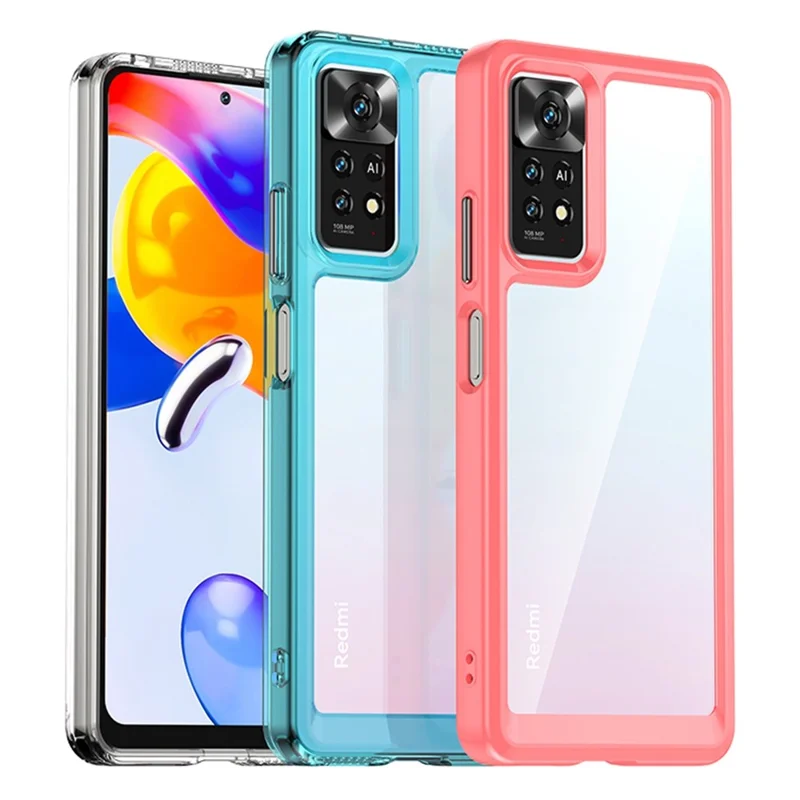 For Xiaomi Redmi Note 11 Pro 4G (MediaTek)/Note 11 Pro 5G (Qualcomm)/Note 11 Pro+ 5G (India) TPU + Acrylic Hybrid Case, Drop Resistant Independent PC Buttons Protective Phone Cover - Black