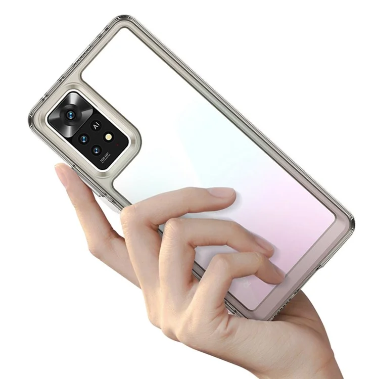 Para Xiaomi Redmi Note 11 Pro 4G (Mediatek) / 11 Pro 5G (Qualcomm) / 11 Pro+ 5G (Índia) / 12 Pro 4G Case TPU Acrílico Capa de Telefone - Cinza Transparente