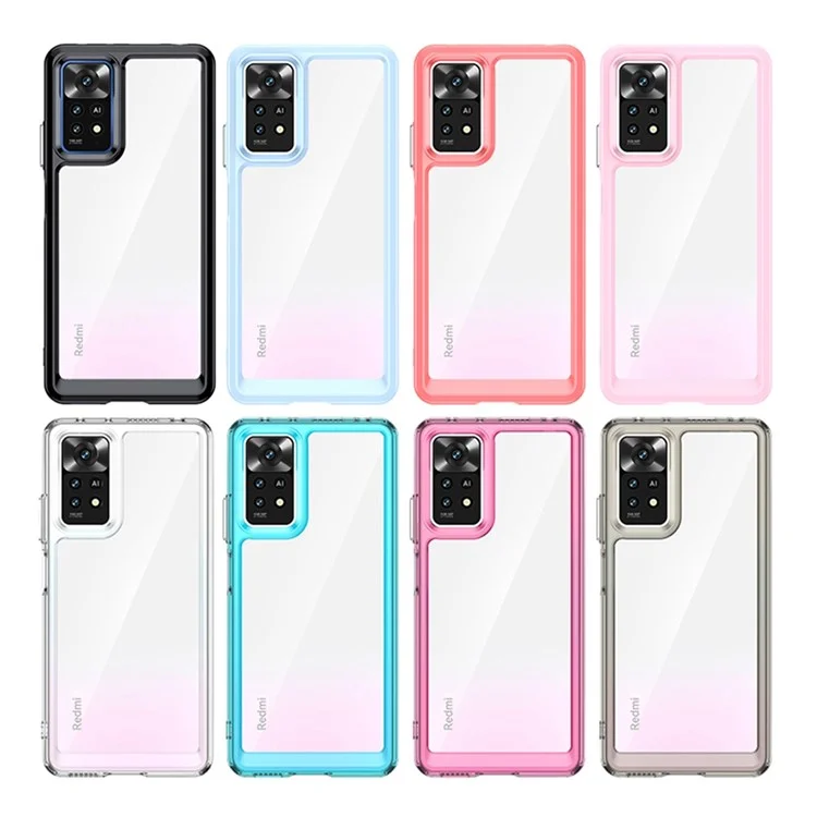 Para Xiaomi Redmi Note 11 Pro 4G (Mediatek) / 11 Pro 5G (Qualcomm) / 11 Pro+ 5G (Índia) / 12 Pro 4G Case TPU Acrílico Capa de Telefone - Cinza Transparente