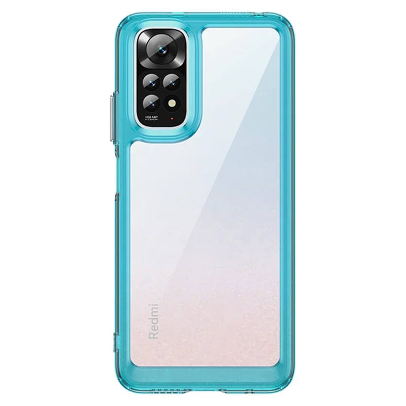 For Xiaomi Redmi Note 11 4G (Qualcomm)/Note 11S 4G Shock Absorption TPU + Acrylic Hybrid Case, Independent PC Buttons Protective Phone Cover - Transparent Blue