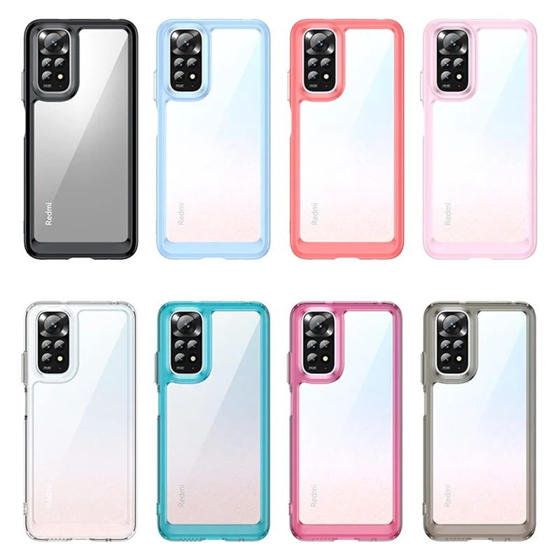 For Xiaomi Redmi Note 11 4G (Qualcomm)/Note 11S 4G Shock Absorption TPU + Acrylic Hybrid Case, Independent PC Buttons Protective Phone Cover - Transparent Blue