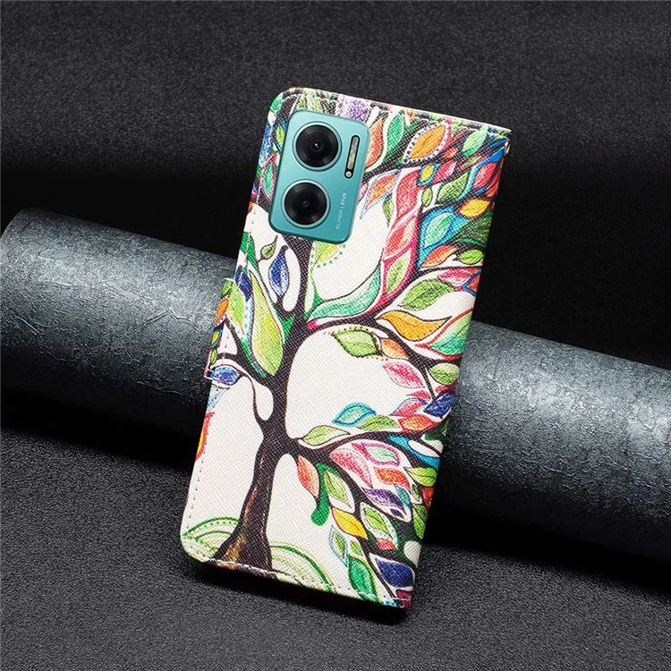 For Xiaomi Redmi Note 11E 5G / Redmi 10 5G / Redmi 10 Prime+ 5G Phone Case Pattern Printing PU Leather Wallet Stand Cover - Life Tree